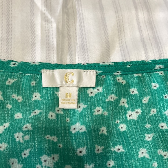 Comfortable short sleeve button front blouse with front tie. - Picture 2 of 5